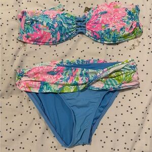 Lilly Pulitzer Blue and Floral Bikini